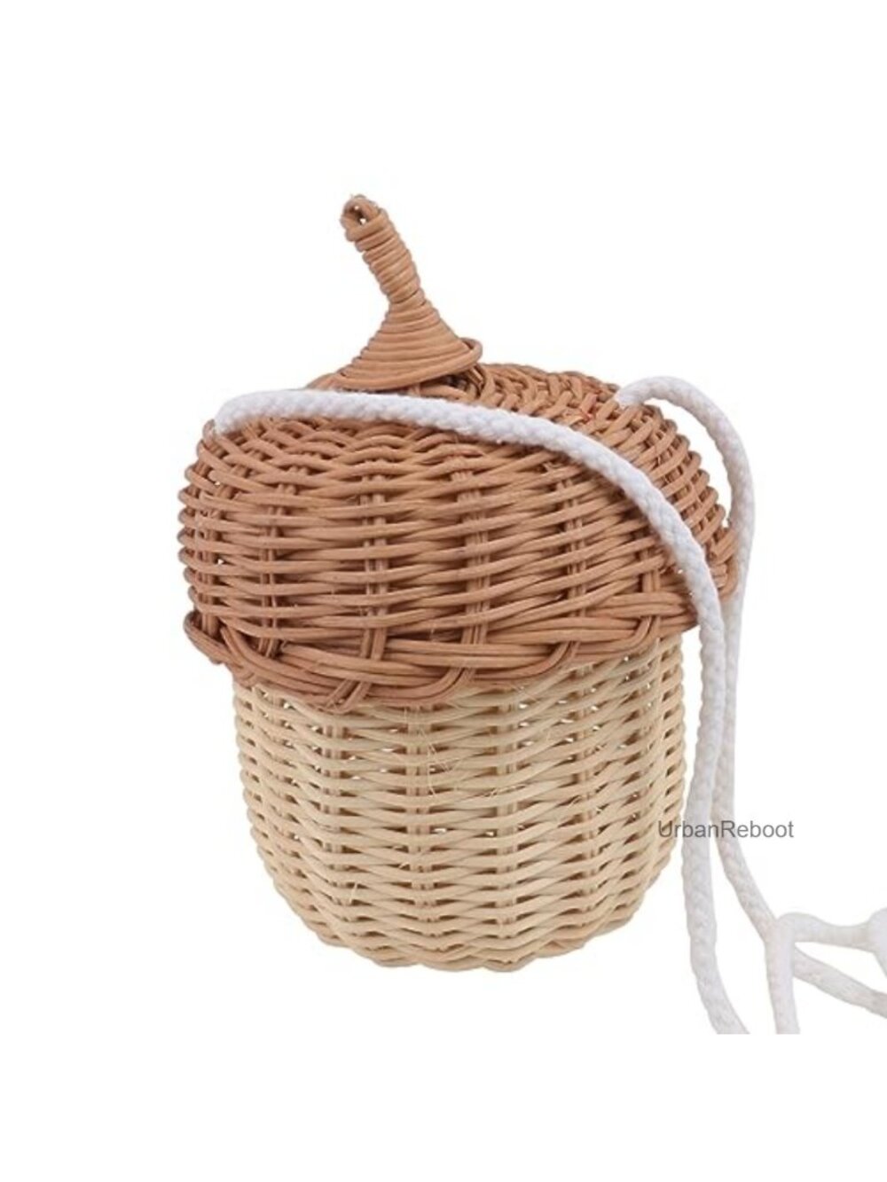 Rattan Woven Acorn Crossbody Basket Bag